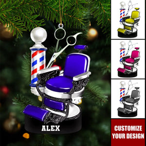 Personalized Barber Chair Christmas Ornament - Gift For Barber