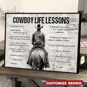 Personalized Cowboy Life Lessons Cool Quotes Poster - Gift For Cowboy
