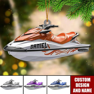 Personalized Jet Boat Ski Christmas Ornament, Skiing Jet Boat Christmas Tree Ornament