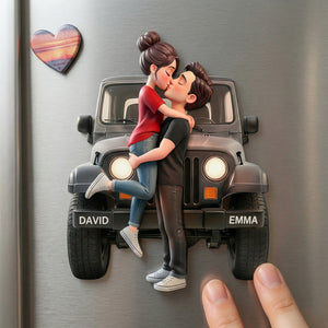 Personalized Romantic Couple Car Magnetic Acrylic Fridge Magnet - Gift For Couple