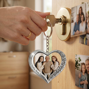 Custom From Any Photo - Personalized Family Shaped Metal Pendant Keychain