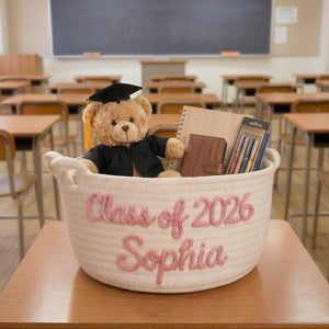 Custom Graduation Storage Bin, Personalized Gift Basket