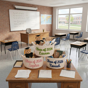 Custom Graduation Storage Bin, Personalized Gift Basket