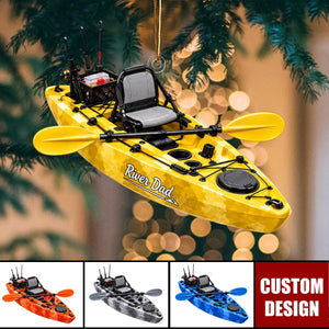 Personalized Fishing Kayak Ornament, Custom River Dad Christmas Ornament, Fisherman Gift, Fishing Lover Christmas Keepsake