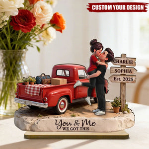 Romantic Couple Pickup Truck Sign Post - Personalized Wooden Plaque - Gift For Couple, Farmhouse Decor
