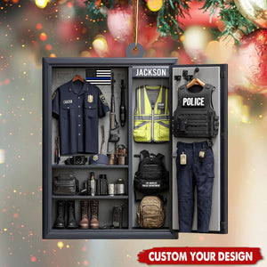 Custom Name Police Officer Christmas Ornament, Personalized Police Uniform Ornament