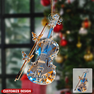 Personalized Violin Crystal Effect Ornament,Gift for Violinist