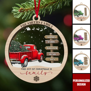 Personalized Family Red Truck Ornament-Farmhouse Christmas Decor