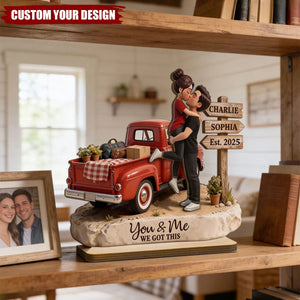 Romantic Couple Pickup Truck Sign Post - Personalized Wooden Plaque - Gift For Couple, Farmhouse Decor