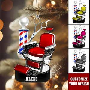 Personalized Barber Chair Christmas Ornament - Gift For Barber