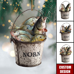 Personalized Fishing Bucket Christmas Ornament,Custom Fisherman Gift