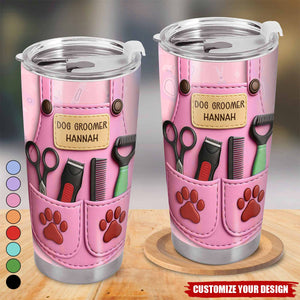Celebrate Pet Grooming Passion With Scissors And Paw Prints,Custom Stainless Steel Tumbler,Gift For Dog Groomers