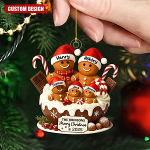 Gingerbread Family Holiday Delight Personalized Acrylic Ornament, Christmas Tree Decor, 2025 Family Ornament