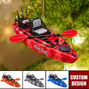 Personalized Fishing Kayak Ornament, Custom River Dad Christmas Ornament, Fisherman Gift, Fishing Lover Christmas Keepsake