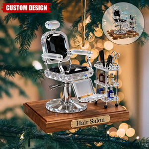 Personalized Hair Salon 2D Ornament, Hairstylist Gift