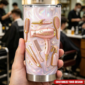 Hair Stylist Life Is Beautiful, Personalized Tumbler, Gift for Hairdresser, Cosmetologist Salon Owner Present