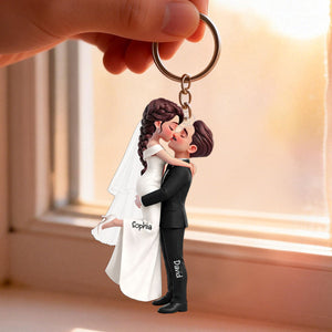 Personalized Newlywed Couple Wedding Keychain - Wedding Gift Anniversary Gift Newlywed Gift