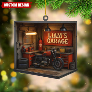 Personalized Garage Ornament – Custom Mechanic Christmas Gift, Workshop with Tools and Car Repair Decoration Keepsake 2025, Engineer Gifts