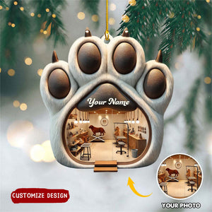 Personalized Photo Dog Paw Groomer Christmas Ornament - Gift For Dog Lovers