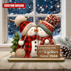 Personalized Snowman Couple Wooden Plaque