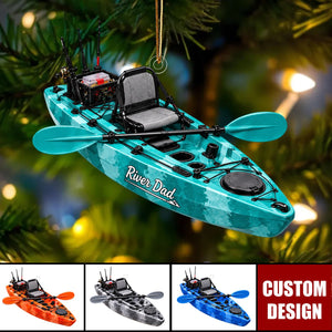 Personalized Fishing Kayak Ornament, Custom River Dad Christmas Ornament, Fisherman Gift, Fishing Lover Christmas Keepsake