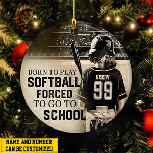 Born To Play Softball Personalized Funny Softball Girl Christmas Ceramic Ornament