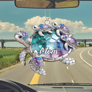 Personalized Grandma Turtle-shaped Car Hanging Ornament - Gift For Mom and Grandma