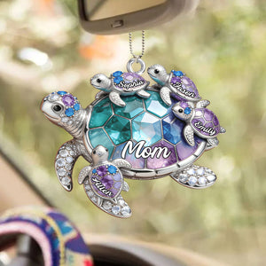 Personalized Grandma Turtle-shaped Car Hanging Ornament - Gift For Mom and Grandma