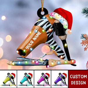 Personalized Blow dryer Set Acrylic Christmas Ornament Gift For Hairdresser