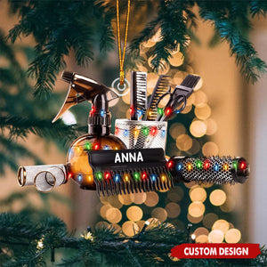 Personalized Hair Stylist Ornament , Hairdresser Christmas Ornament