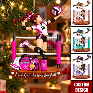 Personalized Volleyball Girl Ornament, Just A Girl Who Loves Volleyball Ornament