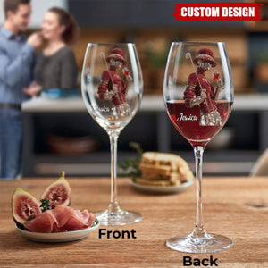 Golf And Wine - Personalized Golf Wine Glass With Long Stem