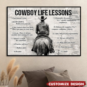 Personalized Cowboy Life Lessons Cool Quotes Poster - Gift For Cowboy