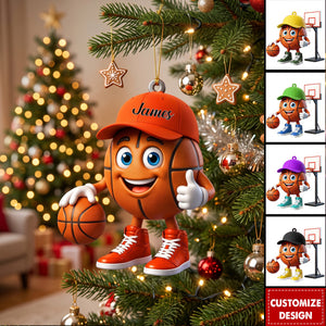 Personalized Cute Basketball Mascot Ornament - Gift for Basketball Lover - New Release