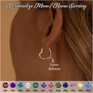 Personalised Birthstone Heart Huggies Earrings, Tiny Birthstone Hoop Earring