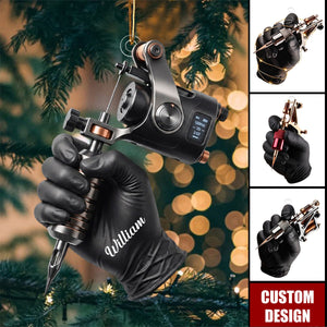 Personalized Tattoo Machine Christmas Ornament,Tattoo Artist Gift, Tattooist Ornament