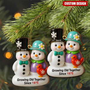 Personalized Growing Old Together Snowman Couple Ornament