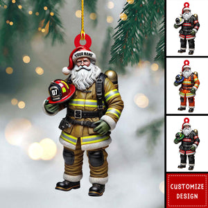 Personalized Firefighter Santa Ornament - Gift For Firefighters - 2024 New Release