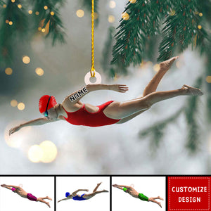 Personalized Swimming Christmas Ornament Gift For Swimmer - New Release