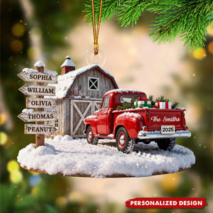 Personalized Truck Barn House Christmas Ornament-Gift For Family