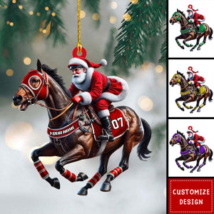 Personalized Horse Racing Santa Ornament - Gift For Equestrian Fans - 2024 New Release