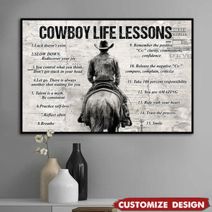 Personalized Cowboy Life Lessons Cool Quotes Poster - Gift For Cowboy