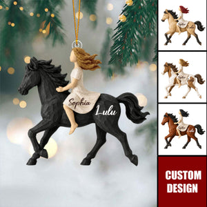Personalized Woman Riding Horse Ornament - Gift For Horse Lovers