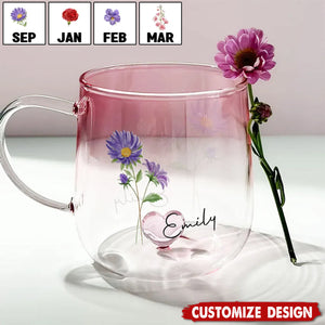 You Are The Most Beautiful Flower - Personalized Pink Gradient Glass Mug