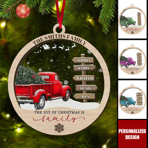 Personalized Family Red Truck Ornament-Farmhouse Christmas Decor