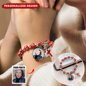 Personalized Cross Commemorative Bracelet with Photo-Memorial Gift For Friend Or Family