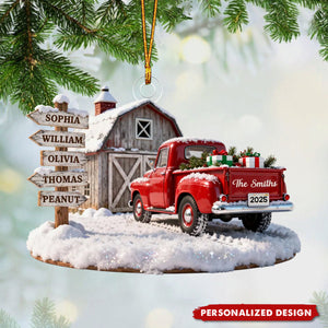Personalized Truck Barn House Christmas Ornament-Gift For Family