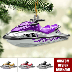 Personalized Jet Boat Ski Christmas Ornament, Skiing Jet Boat Christmas Tree Ornament