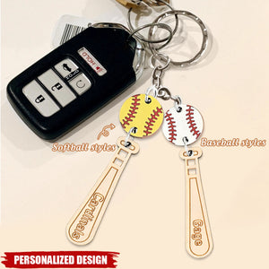 Personalized Name Baseball Keychain, Baseball Bat Keychain, Softball Keychain, Gift for Sports Mom/Daughter/Baseball Fan