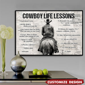 Personalized Cowboy Life Lessons Cool Quotes Poster - Gift For Cowboy